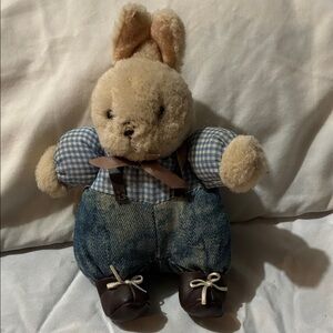 Adorable Plush Bunny Toy with Blue Outfit